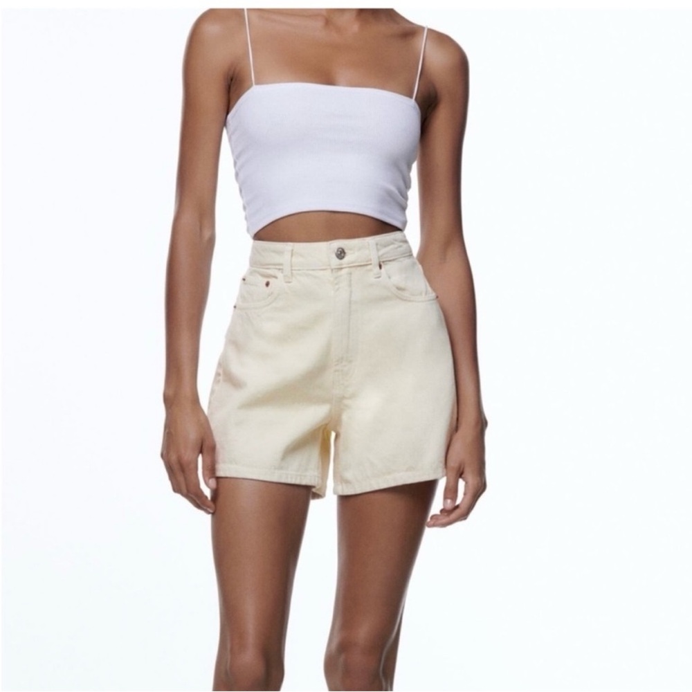 Zara Cream High-Rise Women's Denim Shorts